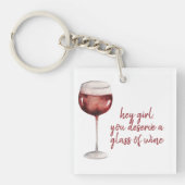 Rood meisje je verdient een glaasje windenergie sleutelhanger (voorkant)