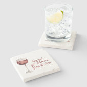 Rood meisje je verdient een glaasje windenergie stenen onderzetter (Zijkant)