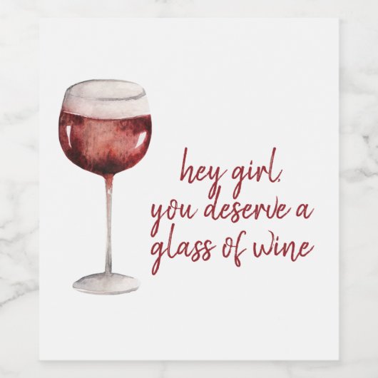 Rood meisje je verdient een glaasje windenergie wijn etiket (Enkel label)