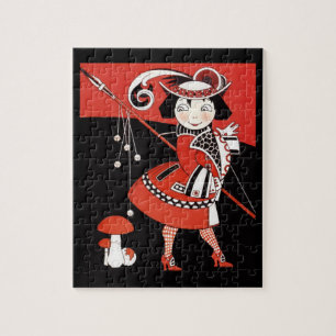 Rood meisje legpuzzel