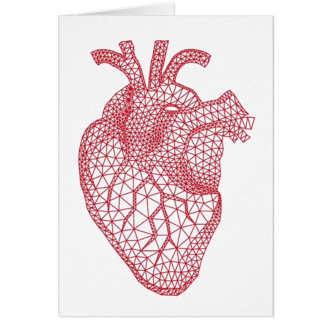 rood menselijk hart met een geometrisch maaspatroo (Voorkant)