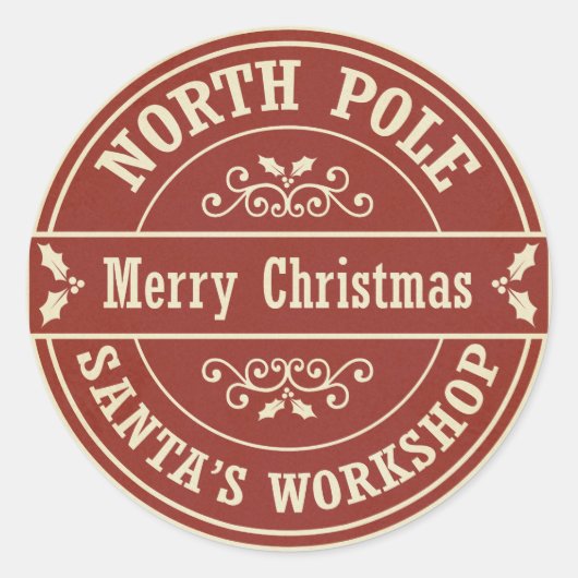 rood Merry Christmas North Pole sticker (Voorkant)