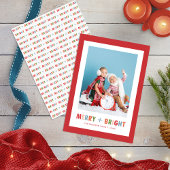 Rood Merry en Bright Foto Kerstmis Feestdagenkaart