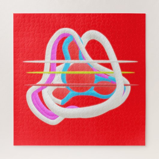 Rood met abstract surrealistisch design in schatti legpuzzel (Verticaal)