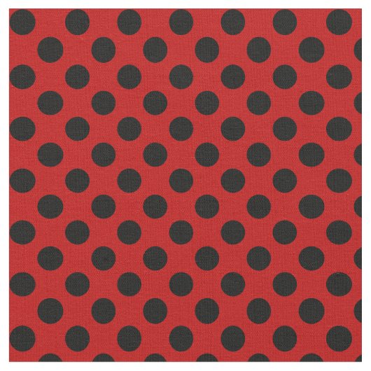 Rood met Black Polka Dot Fabric Stof (Close Up)