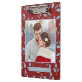 Rood met Blauwe Bladeren Foto en Naam Klembord (Links)