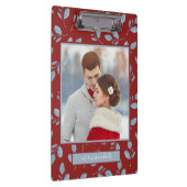 Rood met Blauwe Bladeren Foto en Naam Klembord (Rechts)