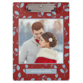 Rood met Blauwe Bladeren Foto en Naam Klembord (Voorkant)