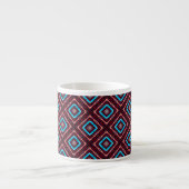 Rood Met Blauwe Diamant Espresso Kop (Voorkant)