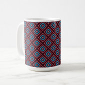 Rood Met Blauwe Diamant Koffiemok (Voorkant links)