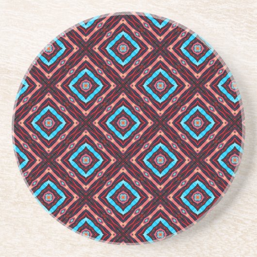 Rood Met Blauwe Diamant Zandsteen Onderzetter (Voorkant)