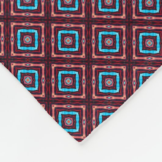 Rood Met Blauwe Diamanten Fleece Deken (Hoek)