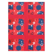 Rood met blauwe Spletters en zwarte en witte sterr Tafelkleed (Voorkant)