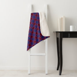 Rood Met Blauwe Sterren Sherpa Deken