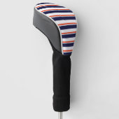 Rood met blauwe strepen golfheadcover (Schuin)
