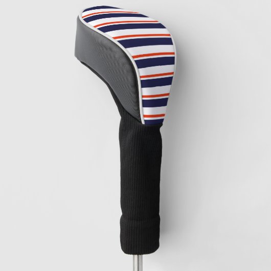 Rood met blauwe strepen golfheadcover (Schuin)