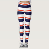 Rood met blauwe strepen leggings (Voorkant)