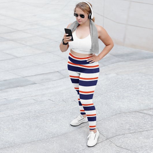 Rood met blauwe strepen leggings