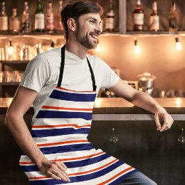 Rood met blauwe strepen schort