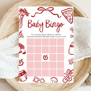 Rood met de hand getekend Italiaans baby bingo bab Kaart