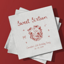 Rood met de hand getekend Sweet Sixteen verjaardag