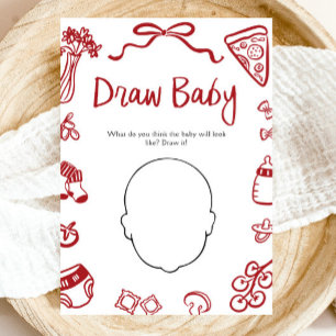Rood met de hand getekende Italiaanse babyshower T Kaart