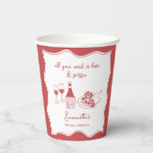 Rood met de hand getekende Italiaanse pizza wijn b Papieren Bekers (Achterkant)