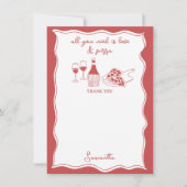 Rood met de hand getekende Italiaanse pizzawijn br Bedankkaart (Voorkant)