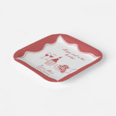 Rood met de hand getekende Italiaanse pizzawijn Br Papieren Bordje (Gebogen)