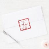 Rood met de hand getekende Italiaanse pizzawijn Br Vierkante Sticker (Envelop)