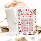 Rood met de hand getekende Raad de gast Bingo Baby Kaart