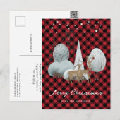 Rood met een rendiersterren feestdagenkaart (Voorkant / Achterkant)