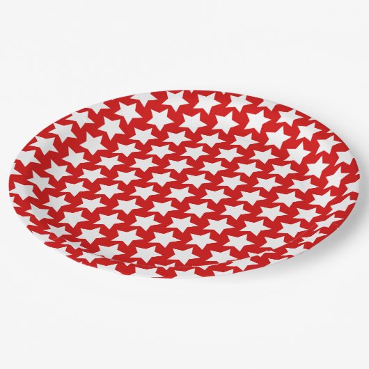 Rood met een White Stars Pattern Papieren Bordje (Gekanteld)