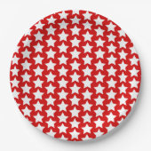 Rood met een White Stars Pattern Papieren Bordje (Voorkant)