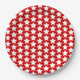 Rood met een White Stars Pattern Papieren Bordje