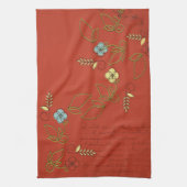 Rood met Flowers Tea Kitchen Towel Theedoek (Verticaal)