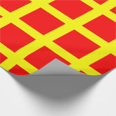 Rood met gele lijnen cadeaupapier (Hoek)