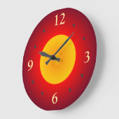 Rood met gele volle maan> wandklok (Hoek)