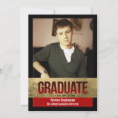 Rood met Gold Foil Block Effect Foto Afstuderen Kaart (Voorkant)