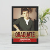 Rood met Gold Foil Block Effect Foto Afstuderen Kaart (Staand voorkant)