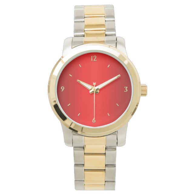 Rood met Gold Numbers Horloge (Voorkant)
