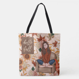 ROOD MET GOUDEN BLADEREN GEEL ZONNEBLOEMEN & BLADE TOTE BAG