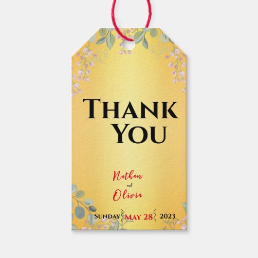 Rood met gouden bruiloft cadeaulabel (Voorkant)