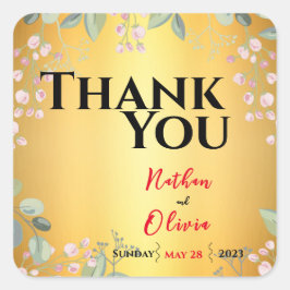 Rood met gouden bruiloft vierkante sticker