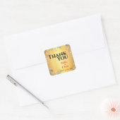 Rood met gouden bruiloft vierkante sticker (Envelop)