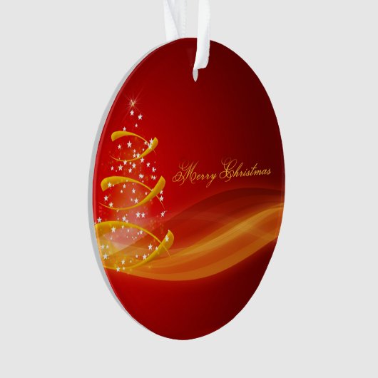 Rood met gouden kerstbomen ornament (voorkant)