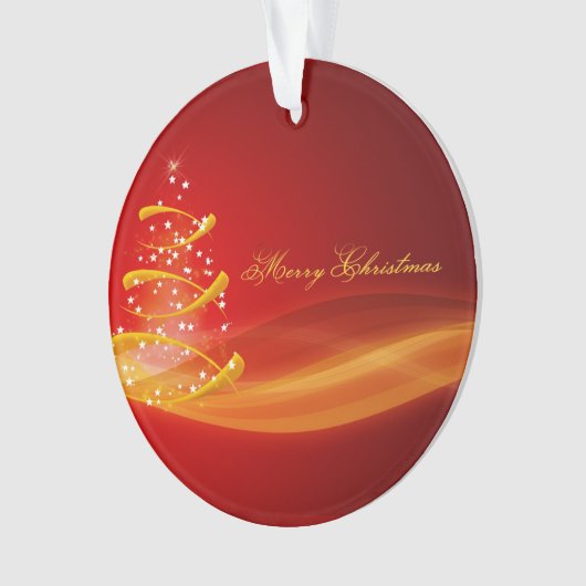 Rood met gouden kerstbomen ornament (voorkant)