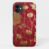 Rood met gouden lotus Case-Mate iPhone case (Achterkant)