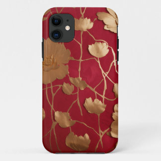 Rood met gouden lotus Case-Mate iPhone case
