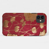 Rood met gouden lotus Case-Mate iPhone case (Achterkant (horizontaal))